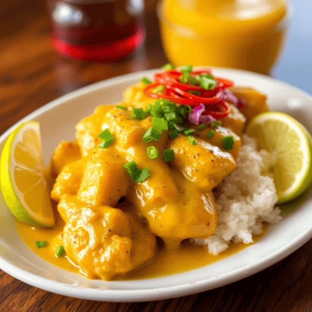 Plate of Churu Chicken Amarillo with traditional Peruvian sides in Lima.