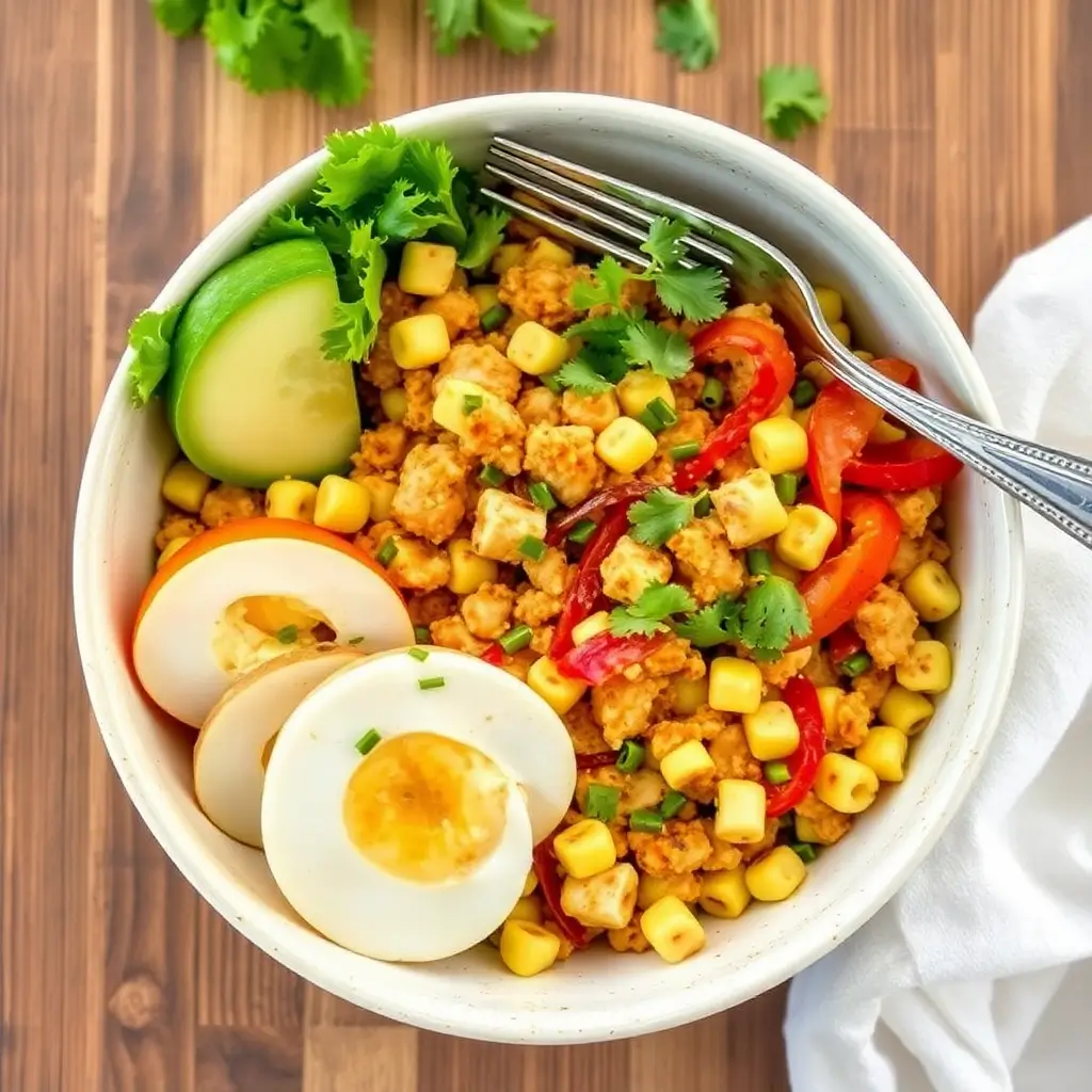 "Street Corn Chicken Bowl with Grilled Chicken, Mexican Street Corn, and Rice