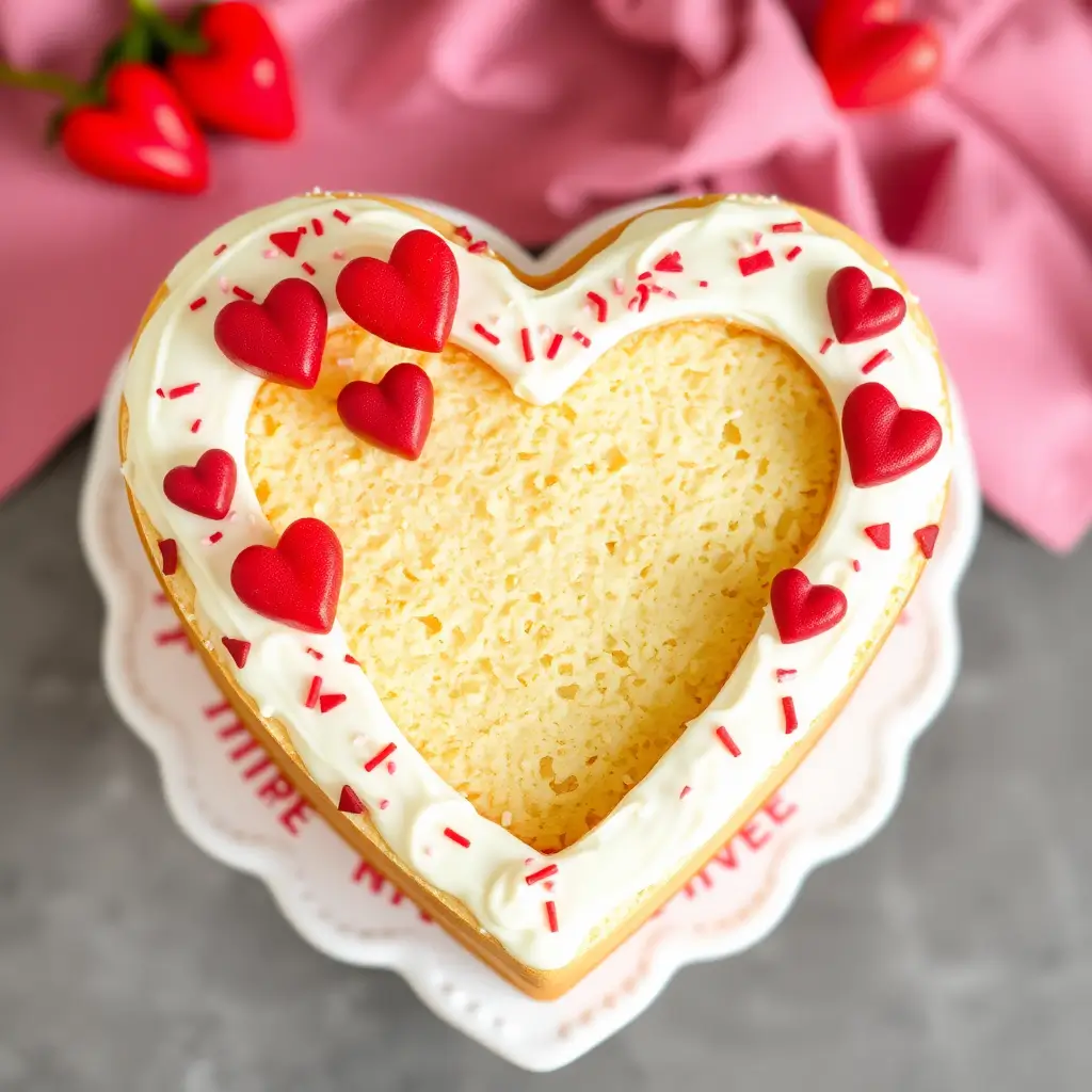 "Delicious Heart-Shaped Cake with Elegant Decorations